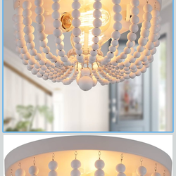 Wood breaded Flush Mount Ceiling Light