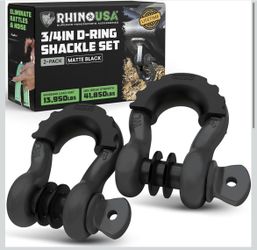 Rhino USA D Ring Shackles (2-Pack) - 41,850lb Break Strength(Matte Black)