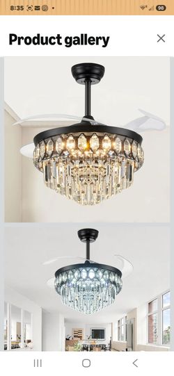 42'' Fandelier Ceiling Fan with Light, Chandelier Fan, Black