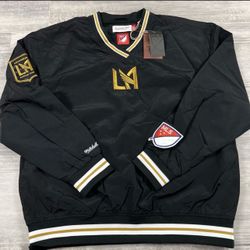 XL LAFC Men's M&N Classic Nylon Black V-Neck Pullover