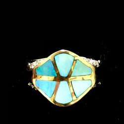 Women  Cluster Ring 14k Yellow Gold 