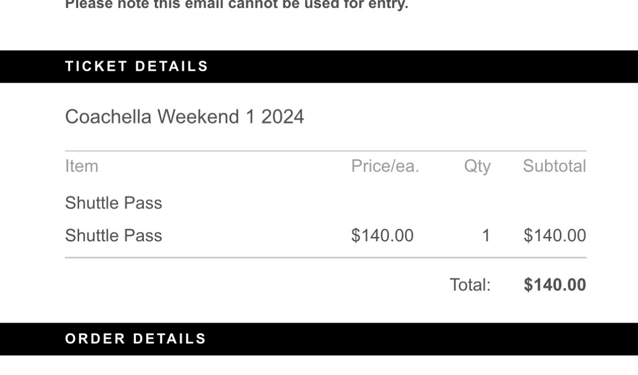Weekend One Coachella Shuttle Pass