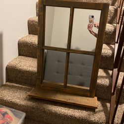 Wall Mirror That Looks Like A Window With Bottom Shelf