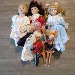 Vintage Porcelain Dolls And Vintage Barbie Dolls