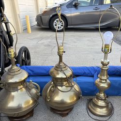 Vintage Set Of Brass Lamps 