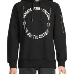 New Versace Jeans Couture Logo Fleece Hoodie Black Size L - RETAIL $650 