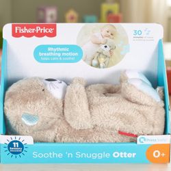 Fisher-Price Baby Toy Soothe 'n Snuggle Otter Portable Plush Sound Machine with Music Lights & Breathing Motion for Newborns 0+ Months