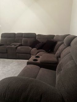 Grey Sectional Recliner Sofa