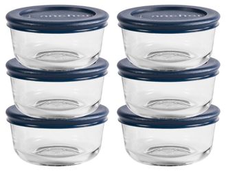Anchor Hocking Glass Food Storage Containers Set of 6- 1 cup size