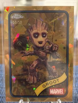 2025 Topps Chrome Marvel Sapphire Groot Gold Refractor #35 50/50