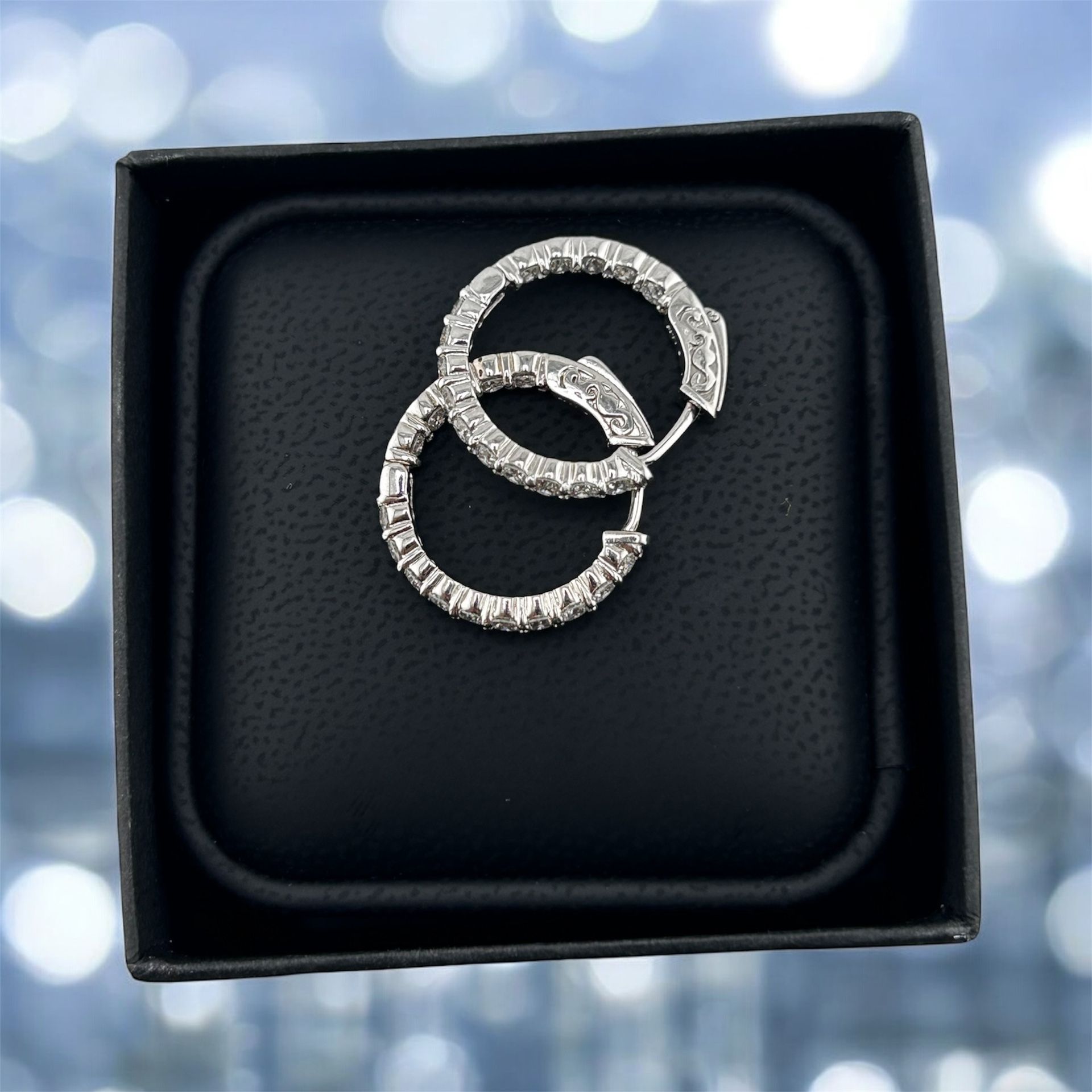 14k Gold 2 Carat Diamond Inside-Out Hoop Earrings