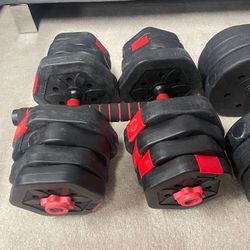 Brand New Ainfox 2 in 1 Adjustable Dumbbells Set 29kg/63.934LBS, Lifting Dumbbells Used As Barbell for Whole Body workouts