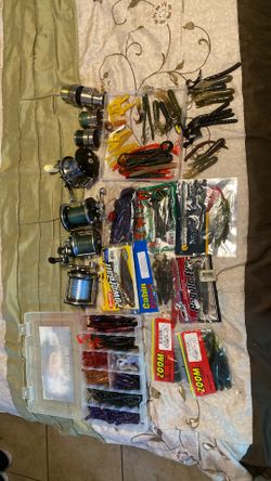 Fishing Lot Assortment Reels And Plastics