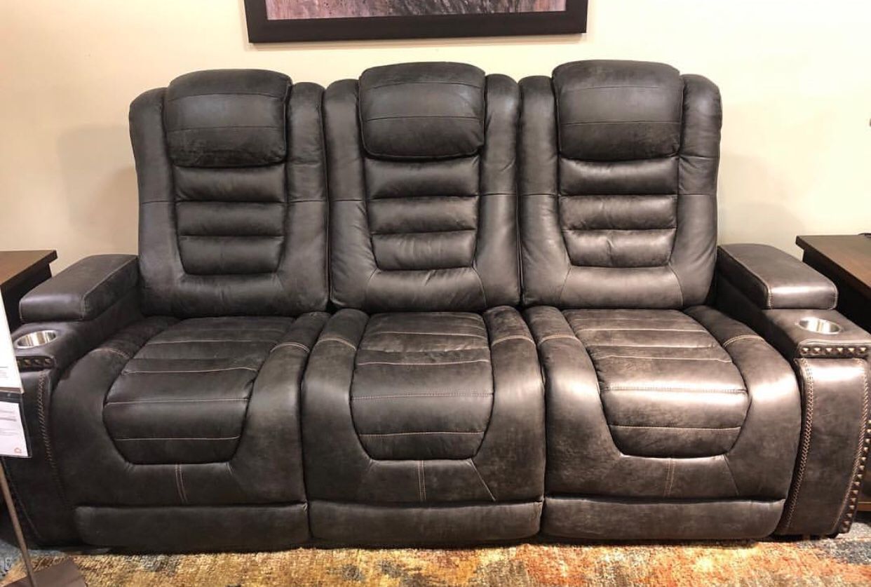 Game Zone Bark Power Reclining Sofa Ashley /Queen and King Bed Frame