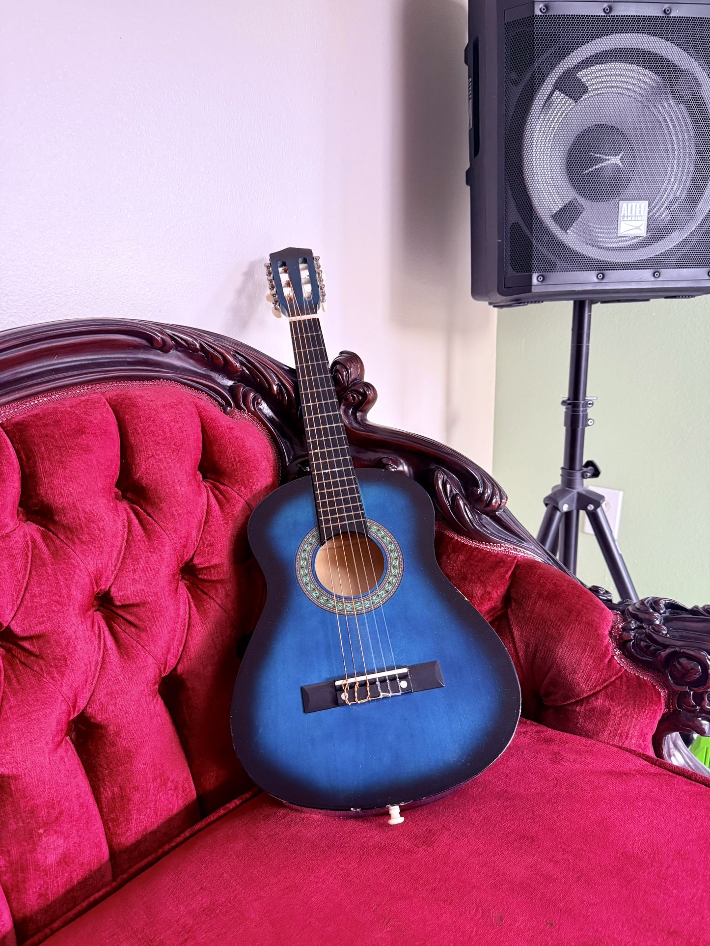 Small Blue Guitar For Kids Or Beginners