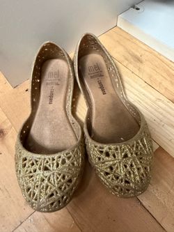 Melissa + Campana Kids Jelly Flats US 11 — Gold Glitter