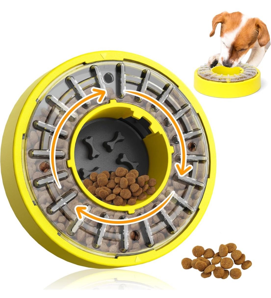 Dog Puzzle Toy Feeder 11.8In Slow Feeder Dog Bowls for All Breed Dogs Rotate Lid Brain Games Keep Dog Busy Slow Feeder Bowl Puppy Puzzle Toy Dog Food