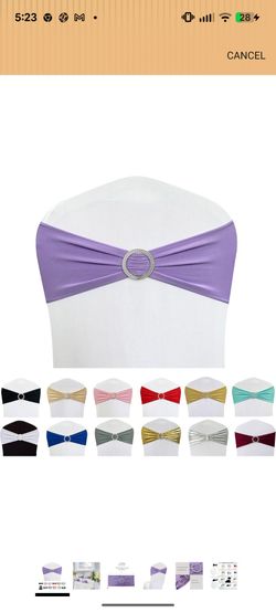 Spandex Chair Sashes Bands, Lavender, 50PCS Stretch Chair Ties Bows, With Buckle Slider, For Wedding Party Banquet Decoration