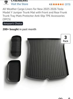 All Weather Cargo Liners for New 2025 2026 Tesla Model Y Juniper Trunk Mat with Front and Rear Frunk Trunk 3-Pack