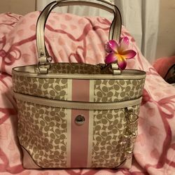 Pink And Beige Coach Purse 