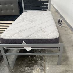 Twin Bed Frame Metal and mattress All New