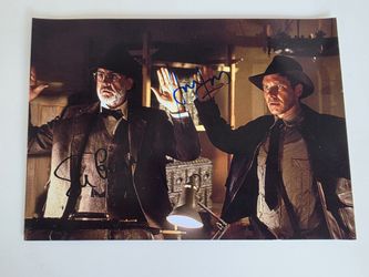 Harrison Ford & Sean Connery Signed Indiana Jones Photo – Dual Autograph – Framed