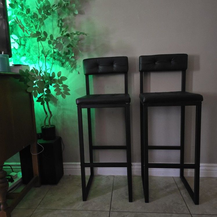 Black Padded Bar Stools- Counter Height