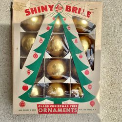Vintage 1957 SHINY BRITE Gold Christmas Tree Ornaments USA