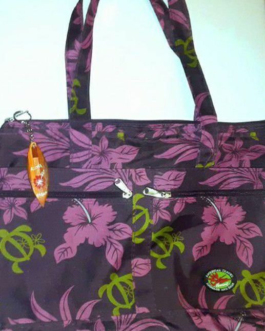 Hawaiian Hibiscus Print Reuseable Canvas Tote Bag