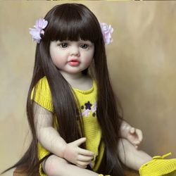 55cm/22in Lifelike Reborn Doll, Full Silicone Vinyl Body Princess Doll, Birthday Gift