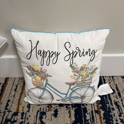 Happy spring bicycle pillow-20 by 20 inches