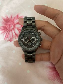 Citizen Eco-Drive Chronograph Black SS Bracelet Watch Tachymeter Date WR200