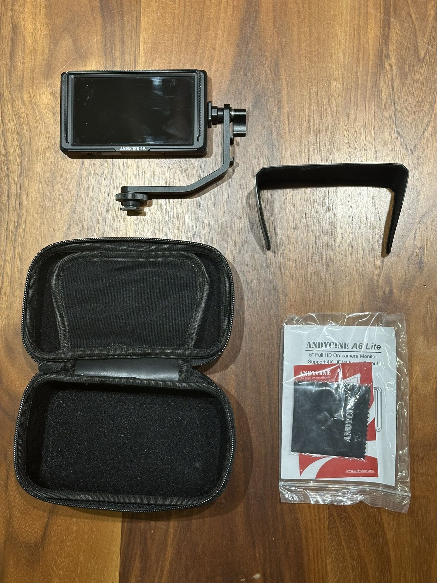 Andycine A6 Lite 5” HDMI Field Monitor + Tilt Arm + Sun Hood – Works Perfectly