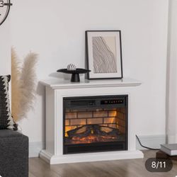 😀 HOMCOM 31" Electric Fireplace with Dimmable Flame Effect and Mantel, Freestanding Space Heater with Log Hearth and Remote Control, 1400W, White