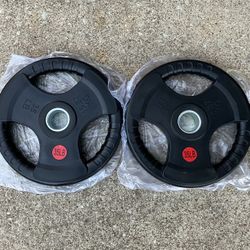 BRAND NEW 35 lb Olympic Rubber Coated 2” weight plate set lbs plates weights 35lbs 35lb lbs size hole