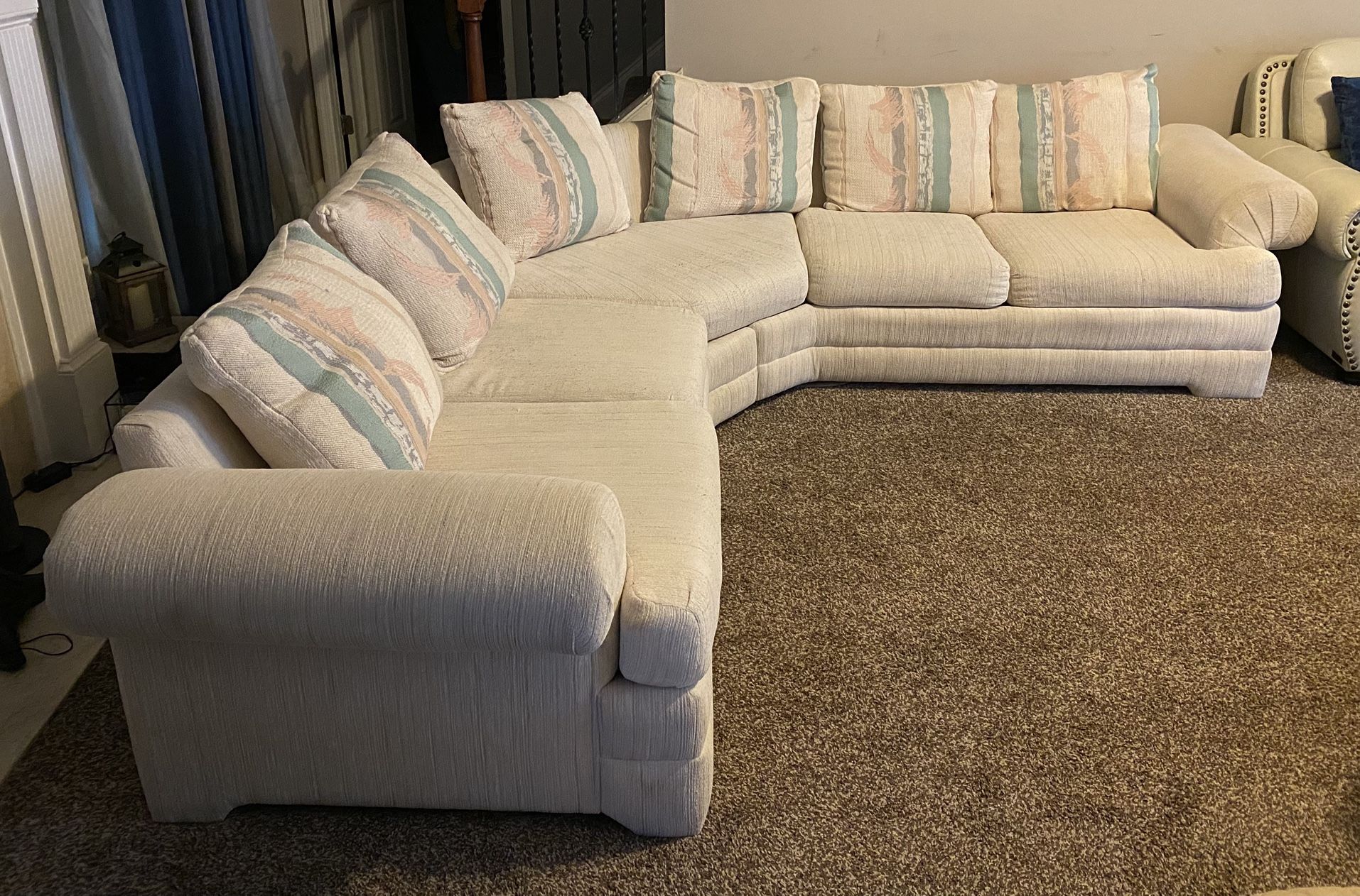 Off-white Fabric 2-Piece L-shaped Sectional
