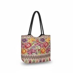 Vintage Floral Tapestry Needlepoint Handmade Small Bag Tote Cottage Boho Granny