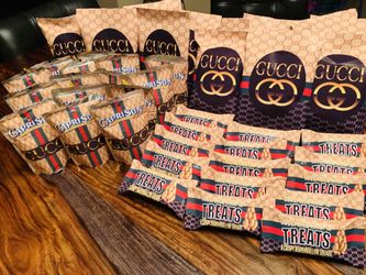 Custom printed party favors Gucci themed