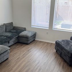 Couch and chair with ottoman