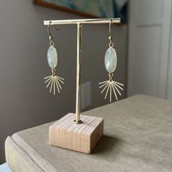Prehnite Sun Ray Dangle Earrings ( firm on price )