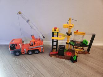 Kids Toys - Construction Site, Crane Truck, Bouncy Dog, Car Tower, Bouncy Fox