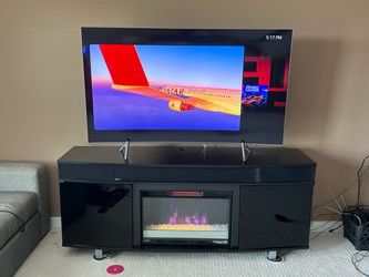Black TV Stand with Electric Fireplace /speaker Insert