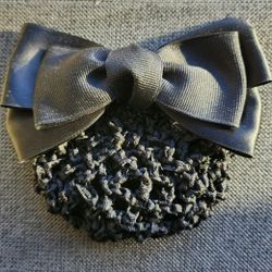 Women Hair Bun Cover Net Snood Hairnet Bowknot Decor Satin Bow Barrette French Hair Clip