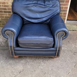 comfortable armchair, blue black recliner, in good condition, but not perfect, needs cleaning house with pets