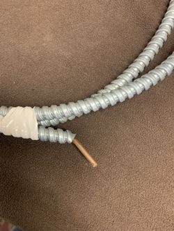 6-1 AC Solid Bare Copper Armored Cable, 6 Feet 