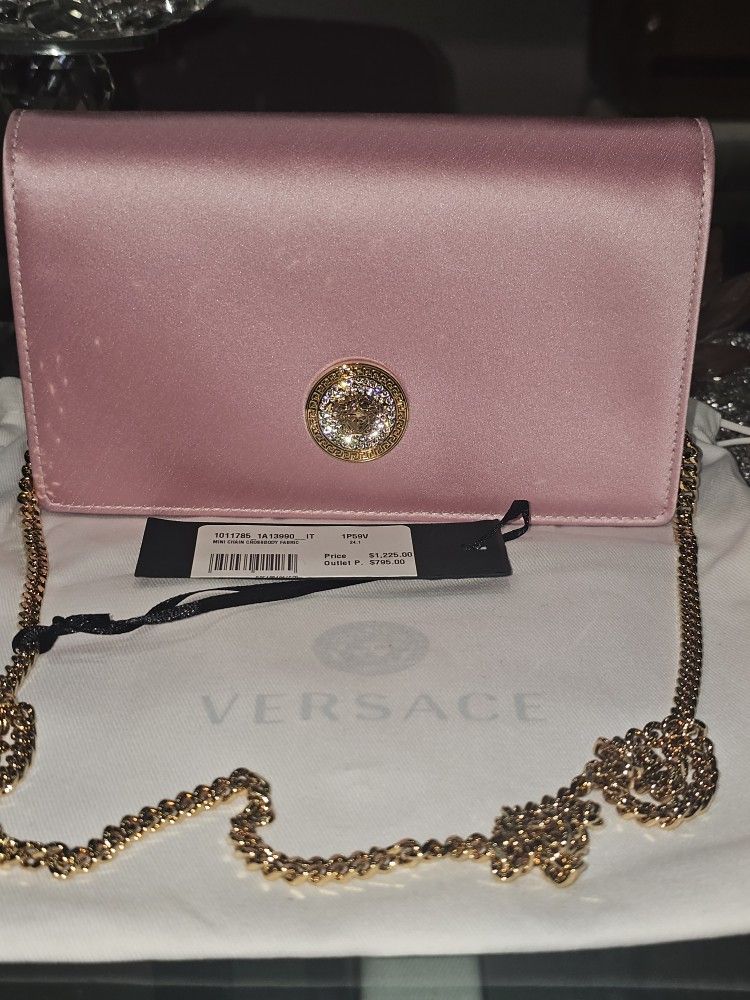 New Authentic Versace Medusa Satin Clutch
