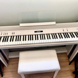 Roland FP-90 Digital Piano w/ Matching Stand & Bench – White – Weighted Keys - Excellent Condition