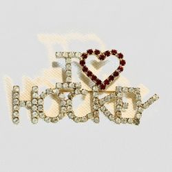 I ❤️ HOCKEY Rhinestone Pin