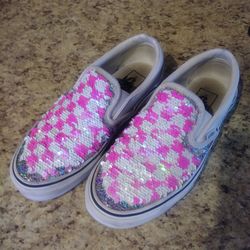 Vans Womans Slip-on Flipping Sequins Sz 6