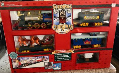 Vintage North Pole Express Christmas Train Set Musical Motion 1996 TESTED